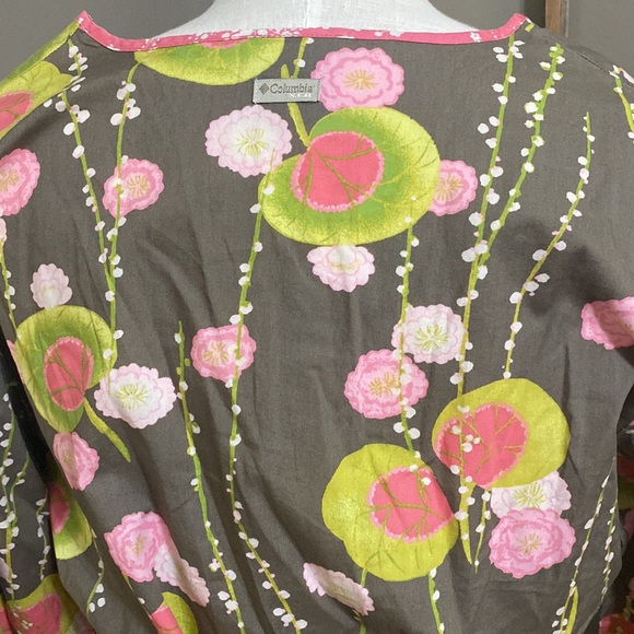 Columbia XCO taupe floral long sleeve v neck cinch tie waist tunic size L - Picture 6 of 8